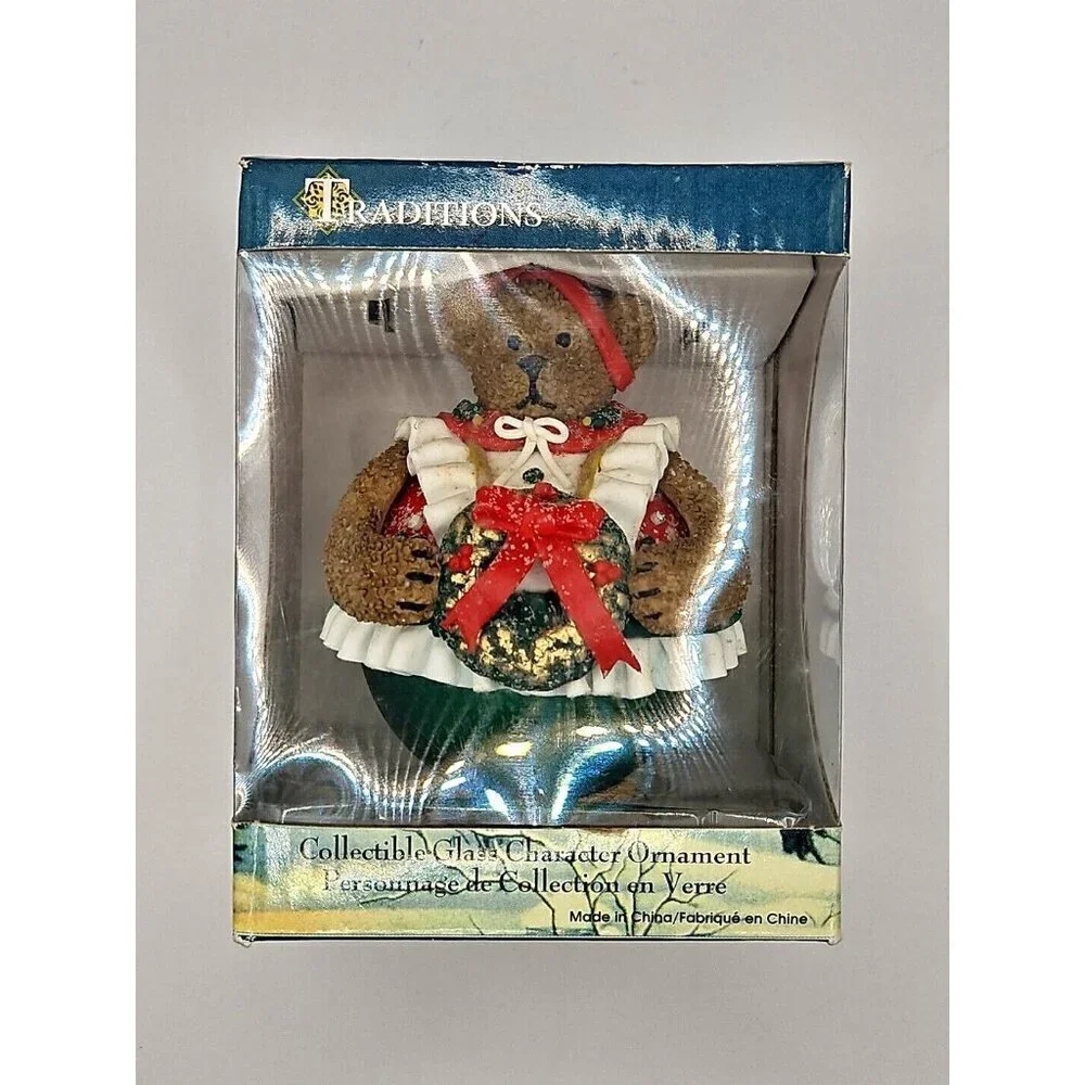 Traditions Collectible Glass Teddy Bear Ornament Vintage New Never Opened‎